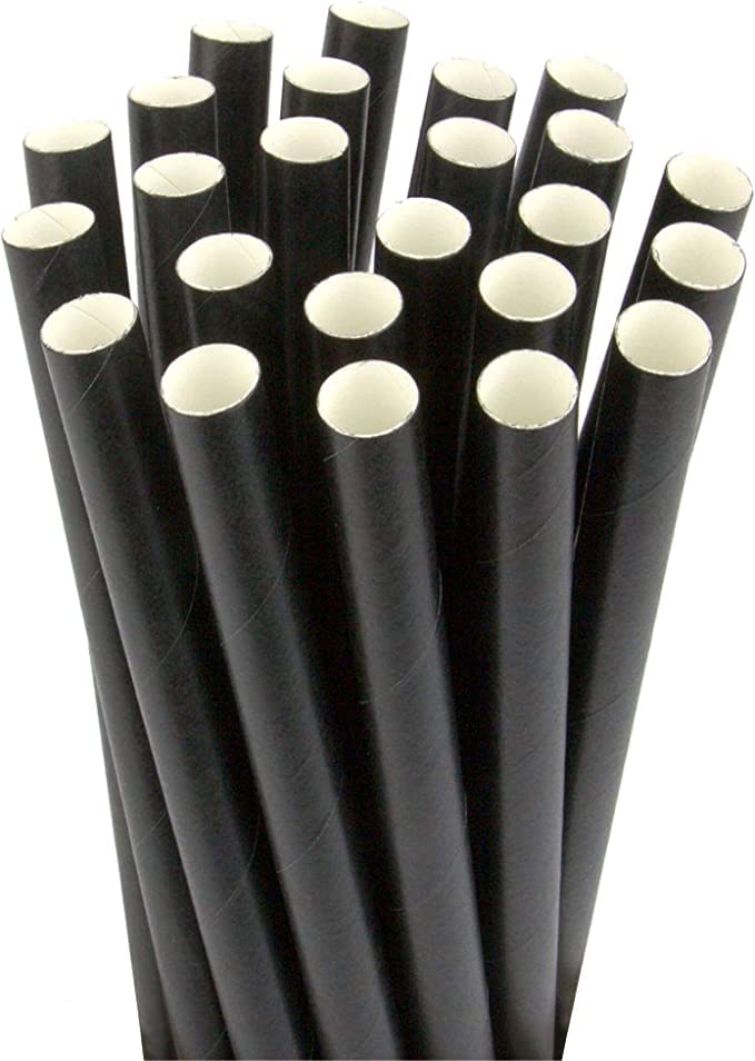 RiteEarth - 6" Black Paper Milkshake Straws, 100/Bx, 9 Bx/Cs - SE0619