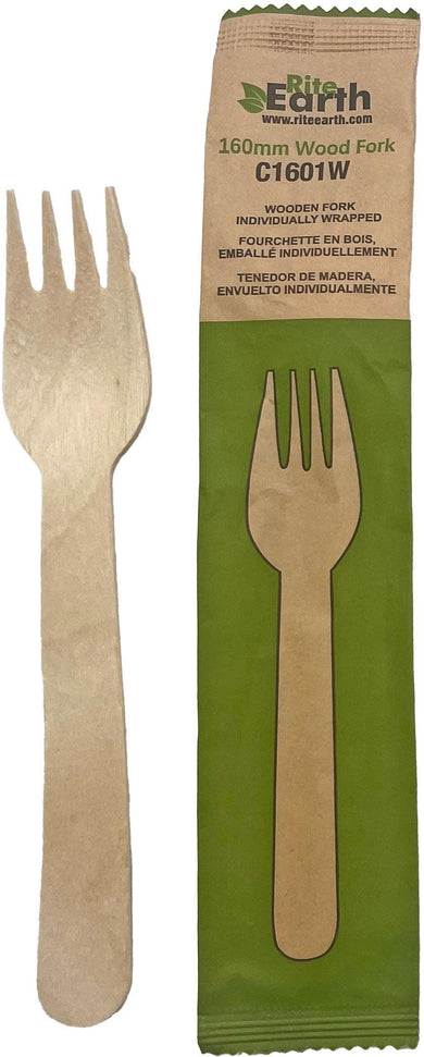 RiteEarth - 6" Wooden Fork Wrapped, Pack of 500 - C1601W
