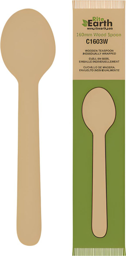 RiteEarth - 6" Wrapped Wooden Tea Spoon, Pack of 500 - C1603W