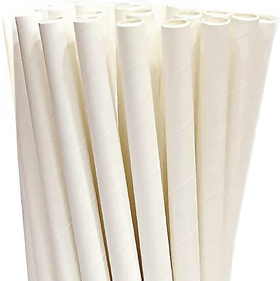 RiteEarth - 8" White Paper Jumbo Milkshake Straws, Pack of 250, 9bx/cs - SE0810