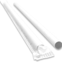 RiteEarth - 8" White Paper Jumbo Milkshake Straws Wrapped, Pack of 250, 9bx/cs - SE0810W