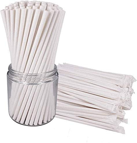 RiteEarth - 8" White Paper Jumbo Milkshake Straws Wrapped, Pack of 250, 9bx/cs - SE0810W