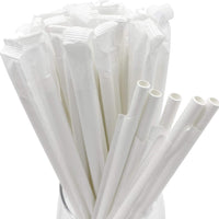 RiteEarth - 8" White Paper Jumbo Milkshake Straws Wrapped, Pack of 250, 9bx/cs - SE0810W