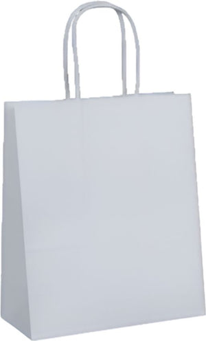 RiteEarth - 9" x 6" x 13" White Paper Twist Handle Bag, 250/Cs - PT09613W