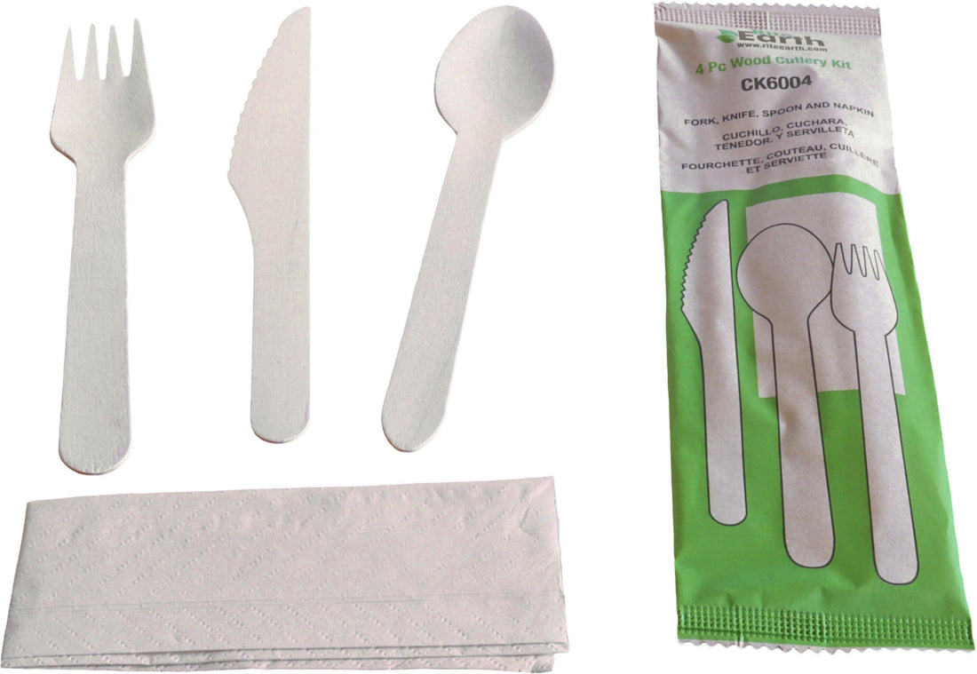 RiteEarth - Cutlery Kit 4pc Wood (K,F,S,N), 250/Cs - CK6004