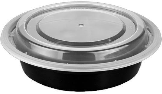 RitePak - 16 Oz, 6" Round Black Microwavable Container with Lid Combo, 150/cs - MC0616B