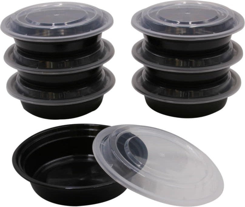 RitePak - 16 Oz, 6" Round Black Microwavable Container with Lid Combo, 150/cs - MC0616B