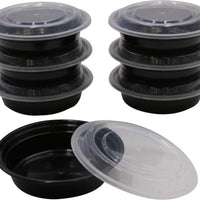 RitePak - 16 Oz, 6" Round Black Microwavable Container with Lid Combo, 150/cs - MC0616B