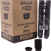 RitePak - 2 Oz Black Plastic Portion Cups, 2500/Cs - PC200B