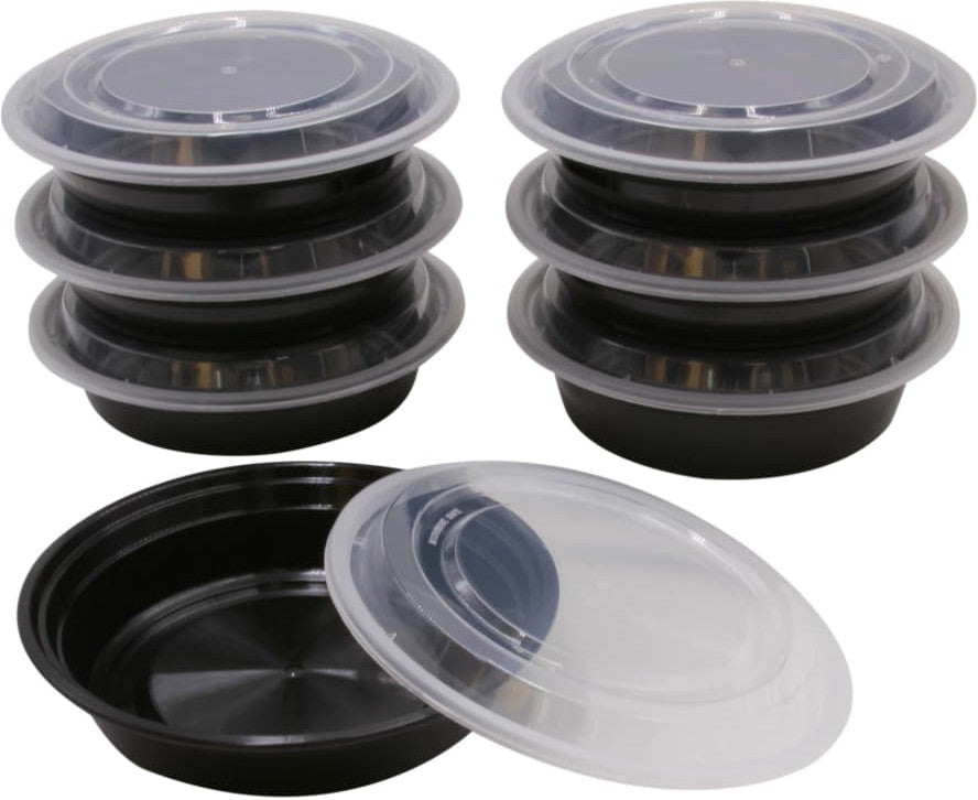 RitePak - 24 Oz, 7" Round Black Microwavable Container Combo, 150/Cs - MC0724B