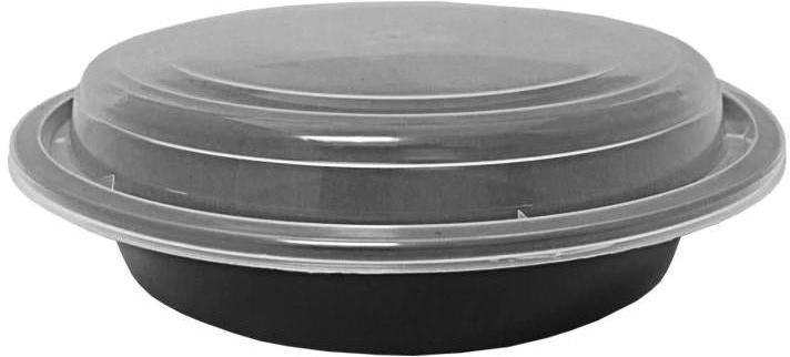 RitePak - 24oz, 7" Round Black Microwavable Container Combo, 150/Cs - MC0724BE