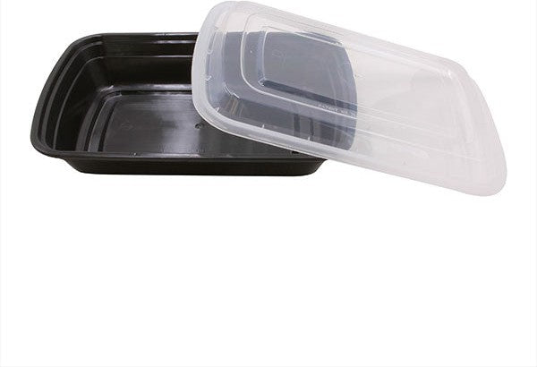 RitePak - 28 Oz, 8" X 6" X 1.5" Black Rectangle Microwavable Container Combo, Pack of 150 - MR8628B
