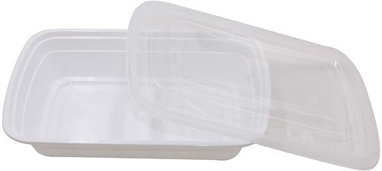 RitePak - 32oz, 8" X 6" X 1.75" White Rectangle Microwavable Container Combo, Pack of 150 - MR8632W