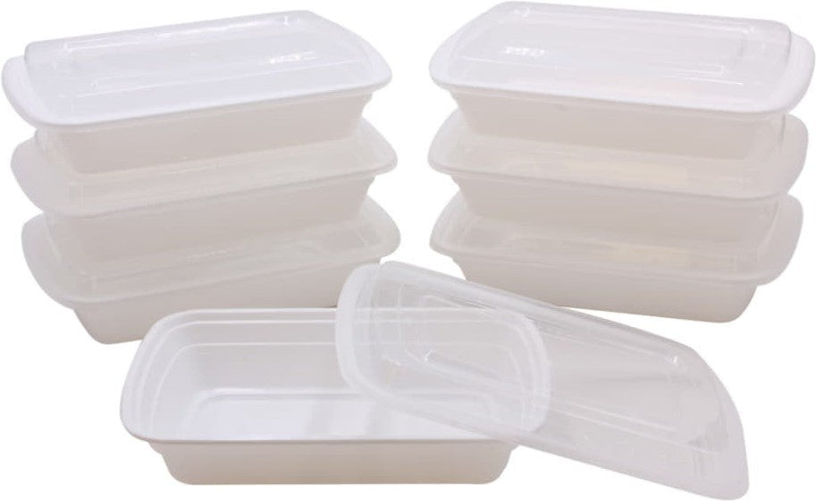 RitePak - 32oz, 8" X 6" X 1.75" White Rectangle Microwavable Container Combo, Pack of 150 - MR8632W