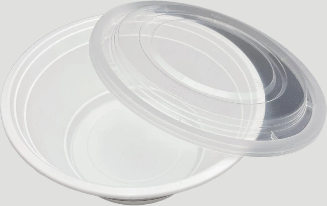 RitePak - 32oz White Microwavable Soup Bowl Round Container with Lid, 150 Sets/Cs - B-38B