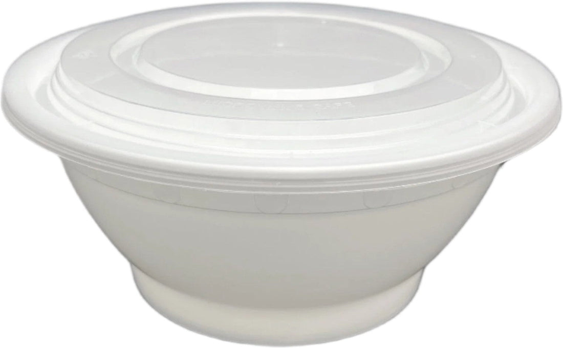 RitePak - 32oz White Microwavable Soup Bowl Round Container with Lid, 150 Sets/Cs - B-38B