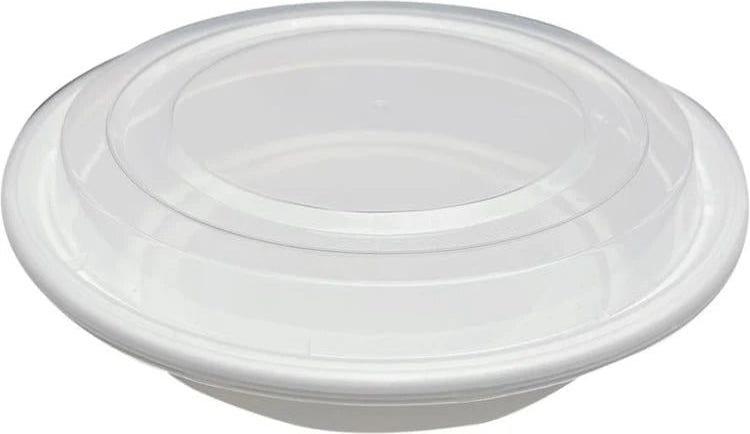 RitePak - 48oz, 9" White Round Mircrowavable Container Combo, 150/Cs - MC0948W