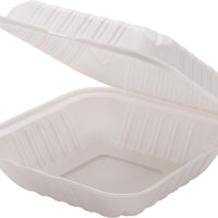 RitePak - 8" X 8" MFPP White Hinged Microwavable Container, 150/Cs - PH801