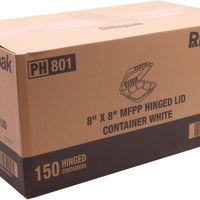 RitePak - 8" X 8" MFPP White Hinged Microwavable Container, 150/Cs - PH801