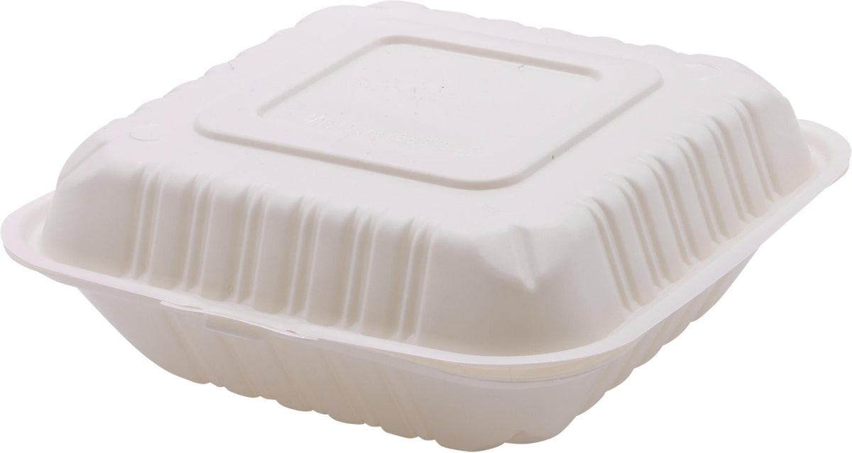 RitePak - 8" X 8" MFPP White Hinged Microwavable Container, 150/Cs - PH801 - DISCONTINUED