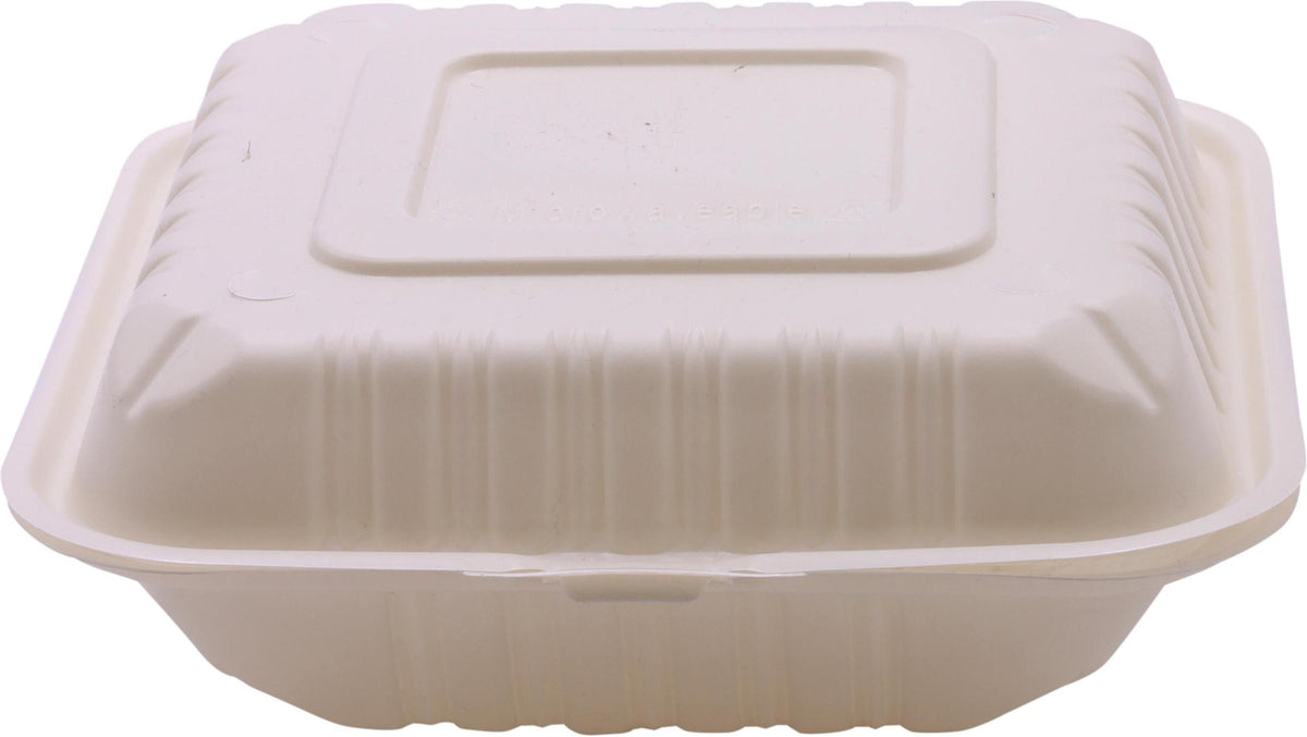 RitePak - 8" X 8" MFPP White Hinged Microwavable Container, 150/Cs - PH801 - DISCONTINUED