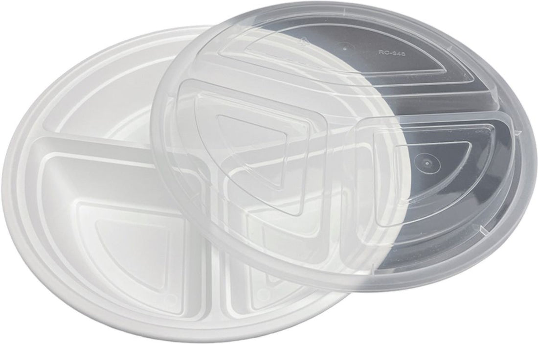 RitePak - 9" 3 Comp Round Container Combo, 150/Cs - RC-348W