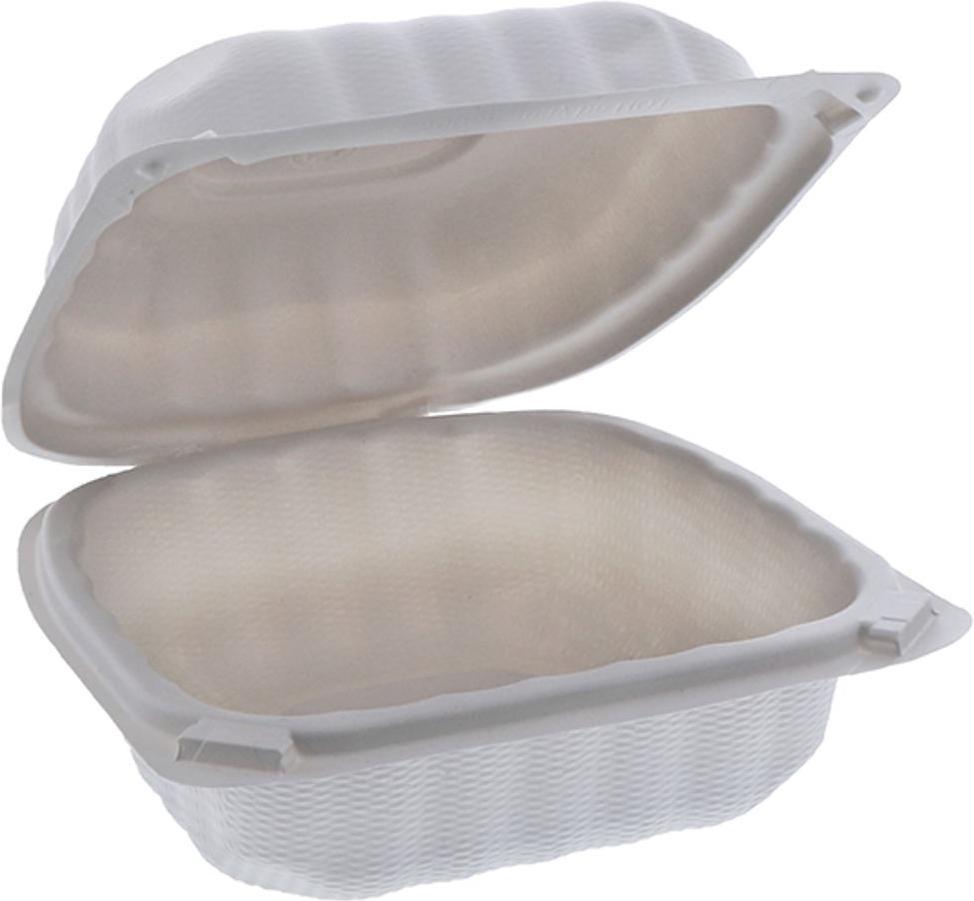 RitePak - 9" x 9" White MFPP Hinged Container, 150Pcs/Cs - SL-RP901