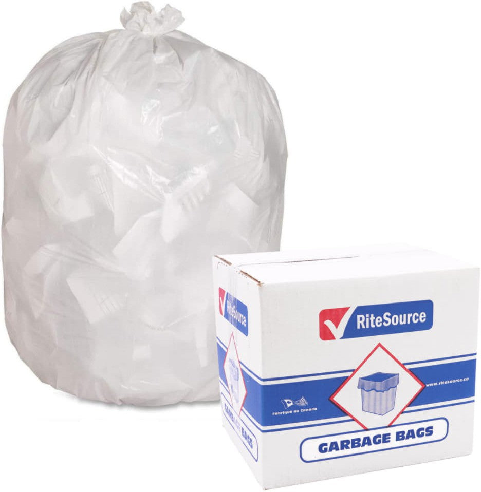 RiteSource - 24" x 22" Regular White Garbage Bags, 500/cs - L2422RW