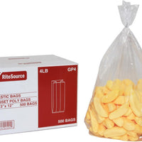 RiteSource - 5" x 3" x 12" Clear 4 lb Poly Bags, 500/bx - GP4