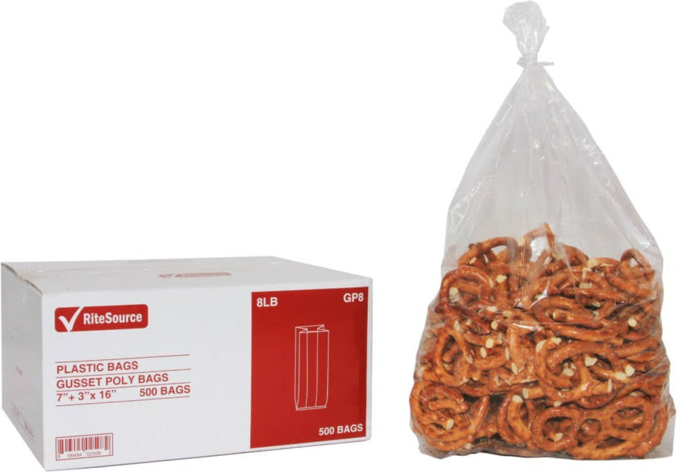 RiteSource - 7" x 3" x 16" Clear 8 lb Poly Bags, 500/bx - GP8