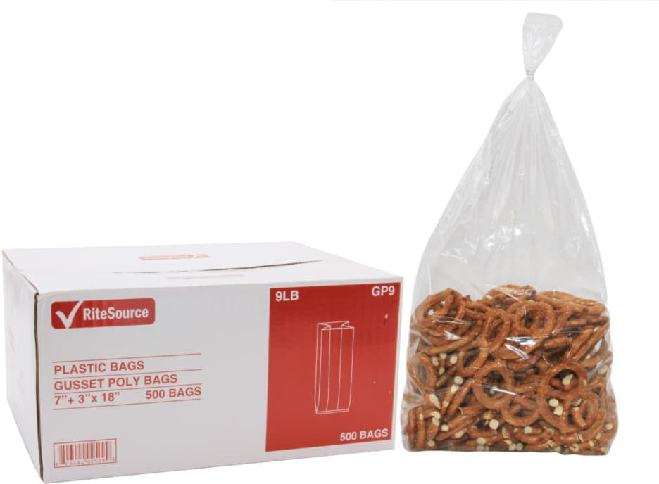 RiteSource - 7" x 3" x 18" Clear 9 lb Poly Bags, 500/bx - GP9