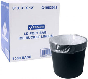 RiteSource - 8" x 3" x 12" Poly Ice Bucket Liners, 1000/Cs - GR10G083012