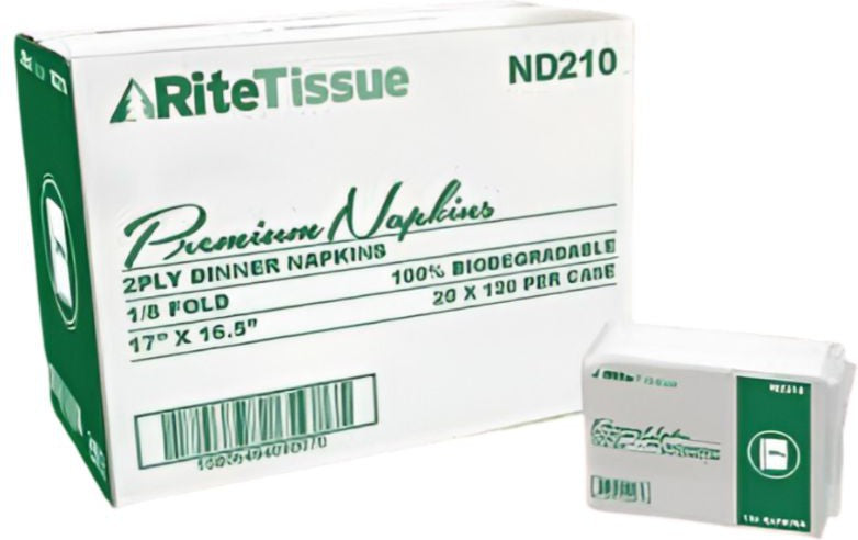 RiteTissue - 17" x 16.5" 2 Ply Premium Dinner Napkin, 2400/Cs - ND210