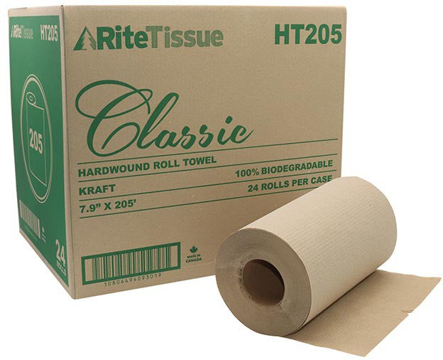RiteTissue - 205 Feet Classic Kraft Roll Towel, 24 Rl/Cs - HT205
