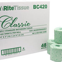 RiteTissue - 4" x 3" Classic 2 Ply Toilet Tissue, 48 Rl/Cs - BC420