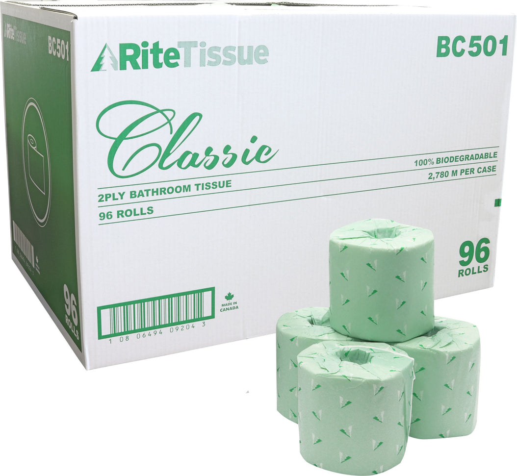 RiteTissue - 4" x 3" Classic 2 Ply Toilet Tissue, 96 Rl/Cs - BC501