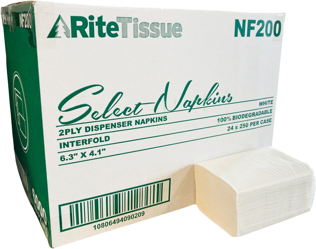 RiteTissue - 6.3" x 4.1" 2 Ply White Interfold Napkin, 6000/Cs - NF200