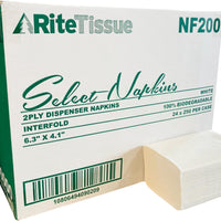 RiteTissue - 6.3" x 4.1" 2 Ply White Interfold Napkin, 6000/Cs - NF200