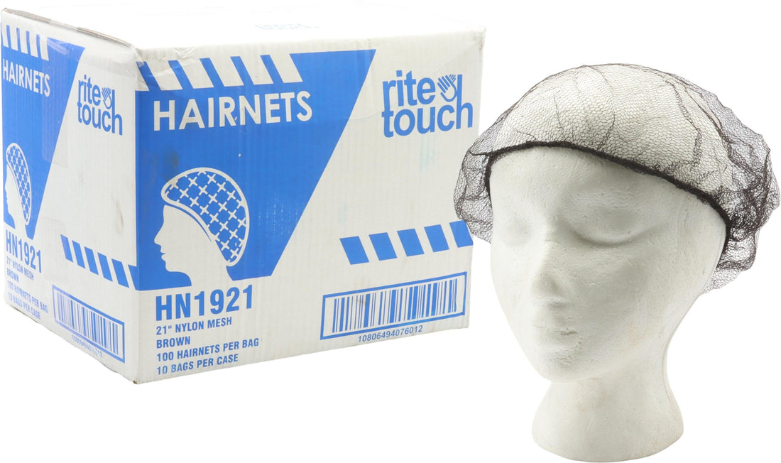 RiteTouch - 21" Brown Nylon Mesh Hairnet, 1000/Cs - HN1921