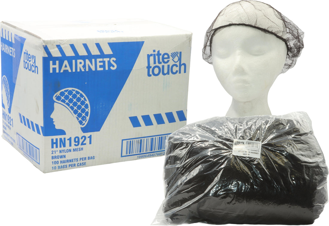 RiteTouch - 21" Brown Nylon Mesh Hairnet, 1000/Cs - HN1921