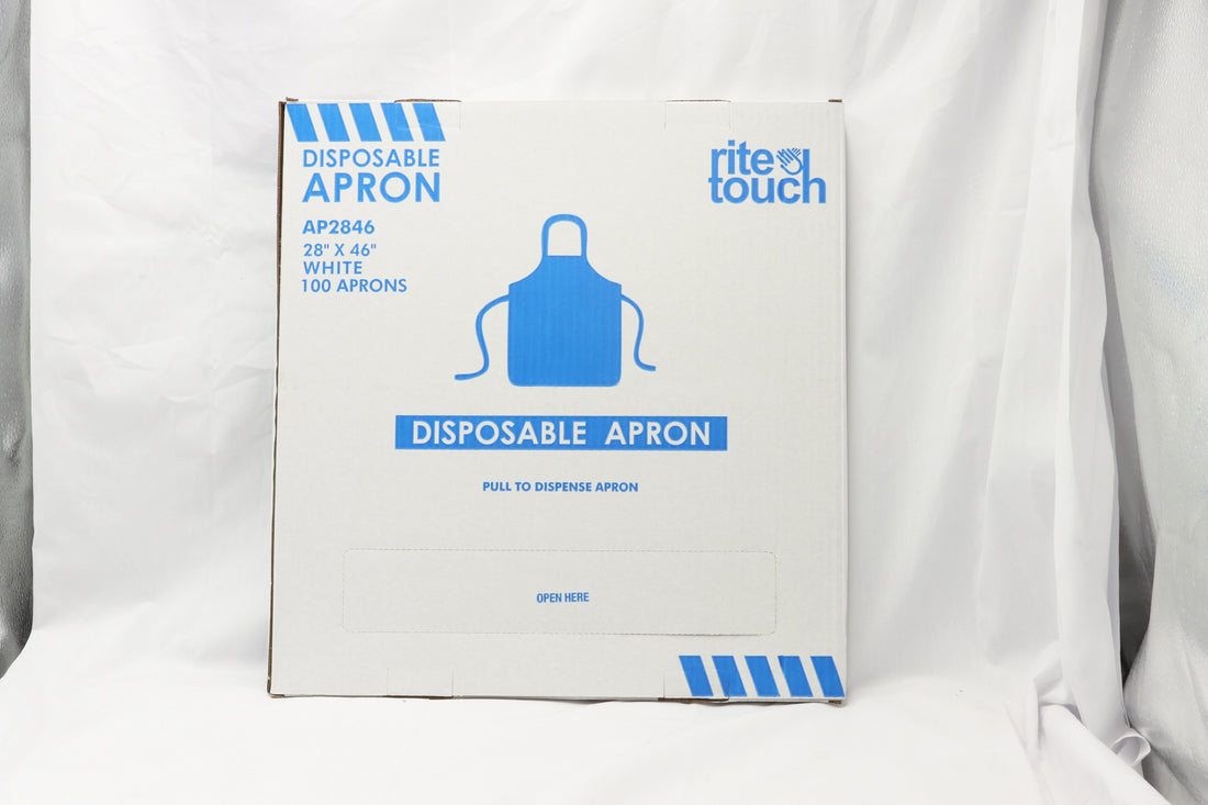 RiteTouch - 28" x 46" Plastic Apron White, 100/Bx, 10 Bx/Cs - AP2846