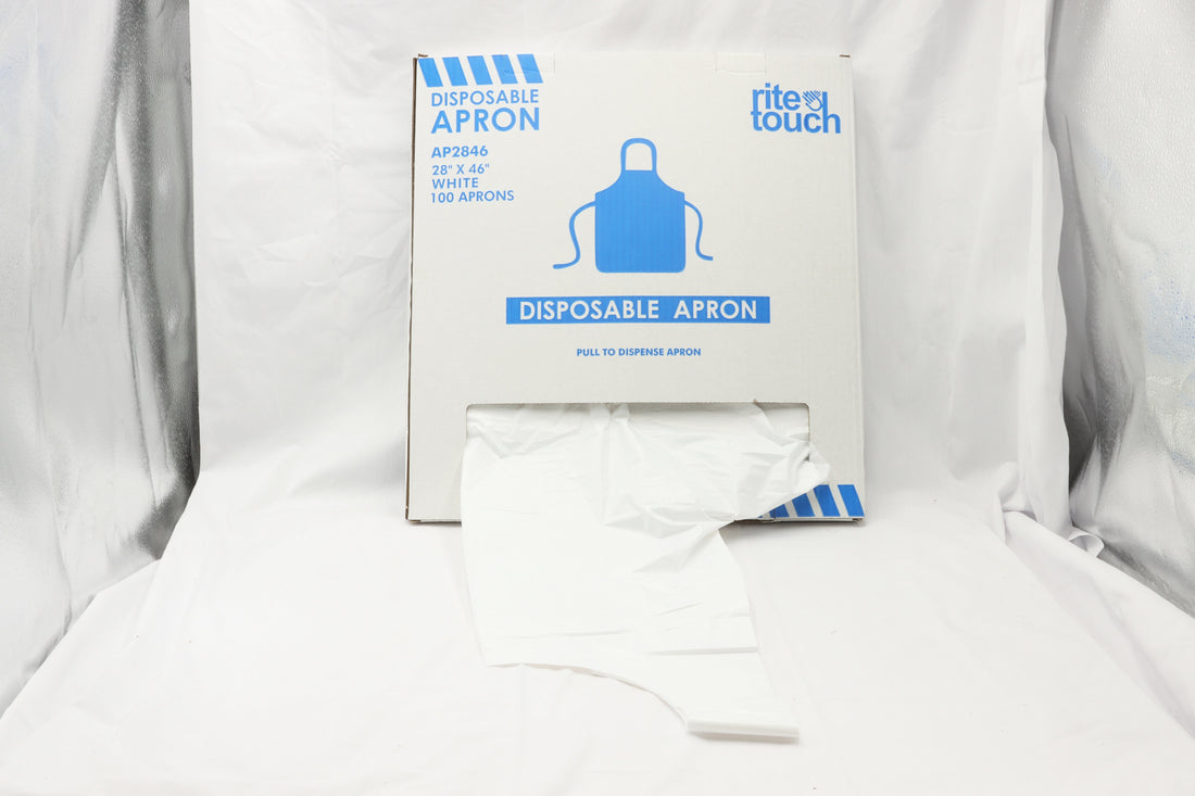 RiteTouch - 28" x 46" Plastic Apron White, 100/Bx, 10 Bx/Cs - AP2846