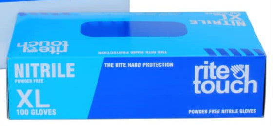 RiteTouch - 4 mil Blue X-Large PF Nitrile Gloves, 100/bx - GNP100X