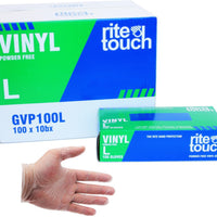 RiteTouch - Clear Large PF Vinyl Gloves, 100/bx, 10bx/cs - GVP100L