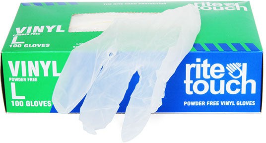 RiteTouch - Clear Large PF Vinyl Gloves, 100/bx - GVP100L
