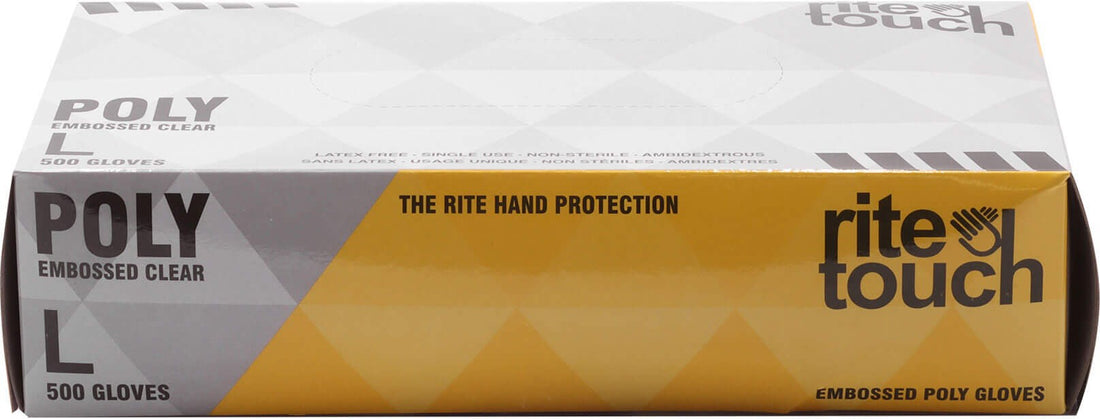 RiteTouch - Clear Large Poly Gloves, 500/bx, 4Bx/Cs - GPE500L
