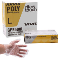 RiteTouch - Clear Large Poly Gloves, 500/bx, 4Bx/Cs - GPE500L