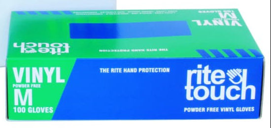RiteTouch - Clear Medium PF Vinyl Gloves, 100/bx - GVP100M