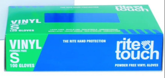 RiteTouch - Clear Small PF Vinyl Gloves, 100/bx - GVP100S