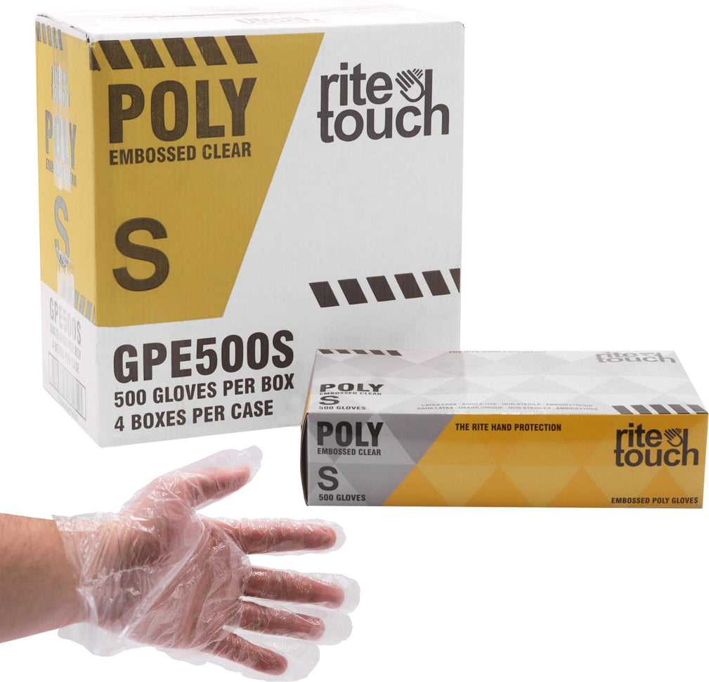 RiteTouch - Clear Small Poly Gloves, 500/bx, 4Bx/Cs - GPE500S